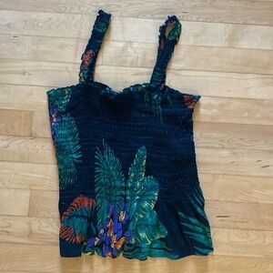 PATRONS of PEACE Boho Smocked Bodice Top Marine *NWT*